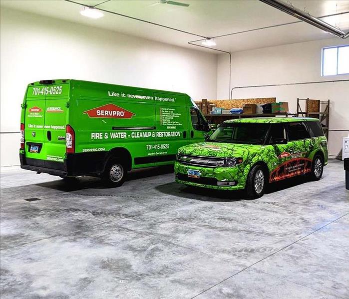 servpro vehicles in the shop